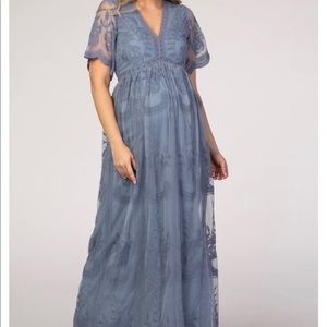 Pink blush blue maternity dress